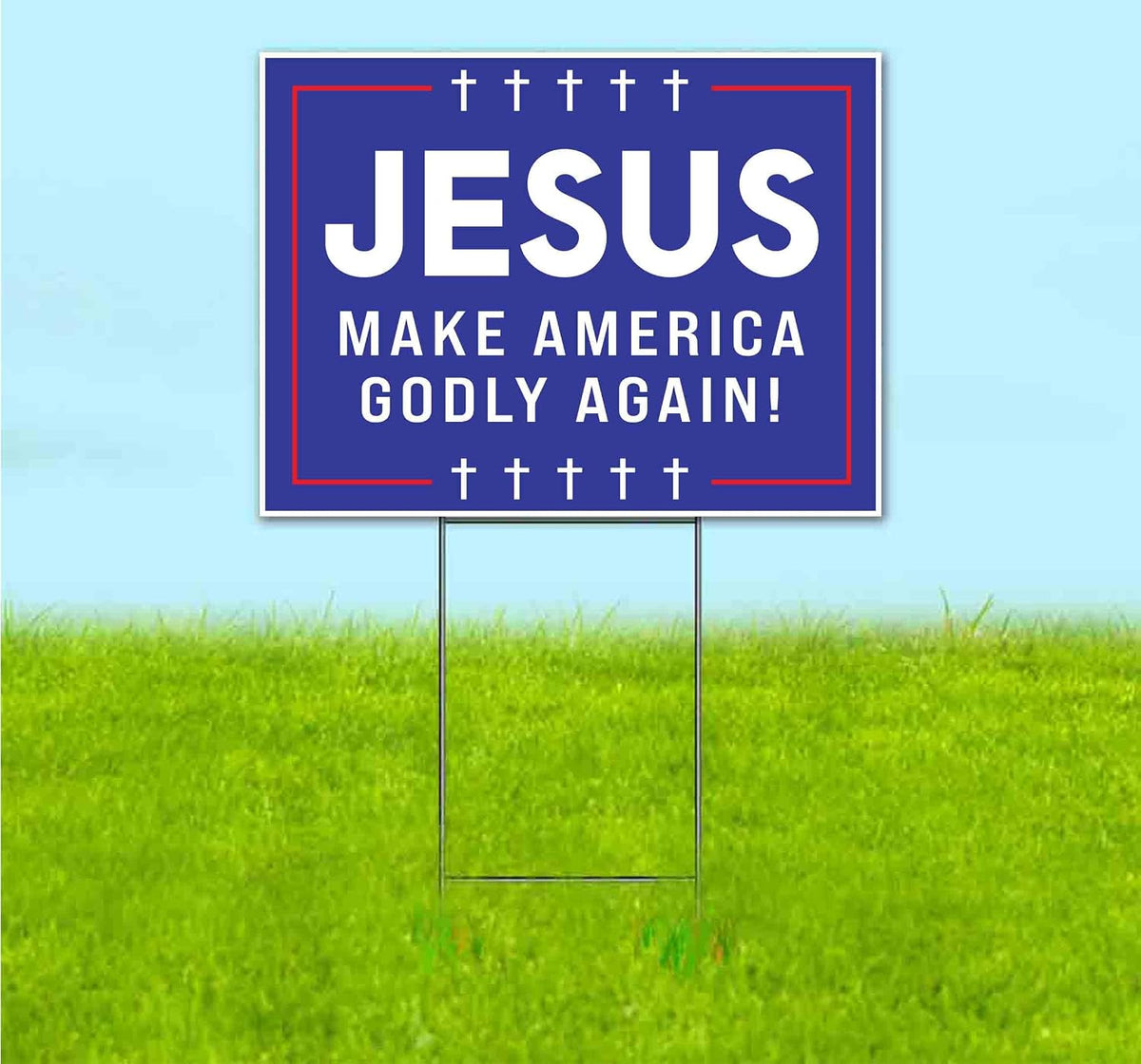 Jesus Make America Godly Again (18' x 24') Yard Sign, Quantity Discounts, Multi-Packs, Includes Metal Step Stake, Bandit, New, Advertising, USA | Christian, Religion, Funny, Political, Republican