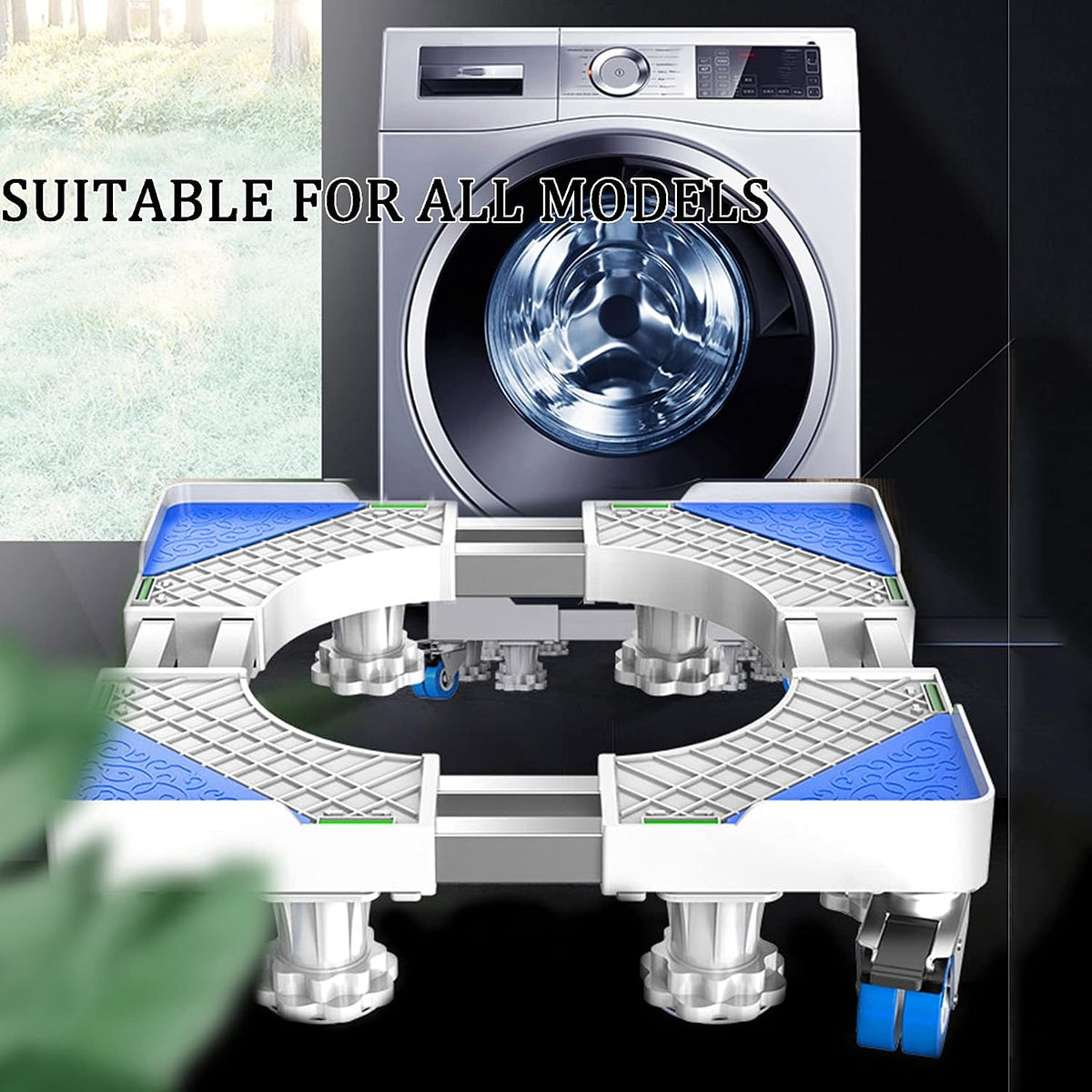 Mini Fridge Stand with Wheels Washing Machine Base,Universal Refrigerator Mobile Cart,Telescopic Furniture Dolly,with 4 Strong Feet 4×2 Locking Rubber Swivel Wheels,for Washer and Dryer