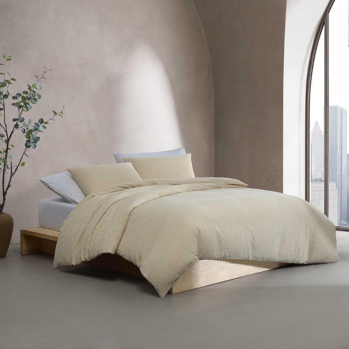 Calvin Klein - King Comforter Set, Floral Inspired Soft Bedding with Matching Shams, Oeko-Tex Certified (Branching Leaves Beige, King)
