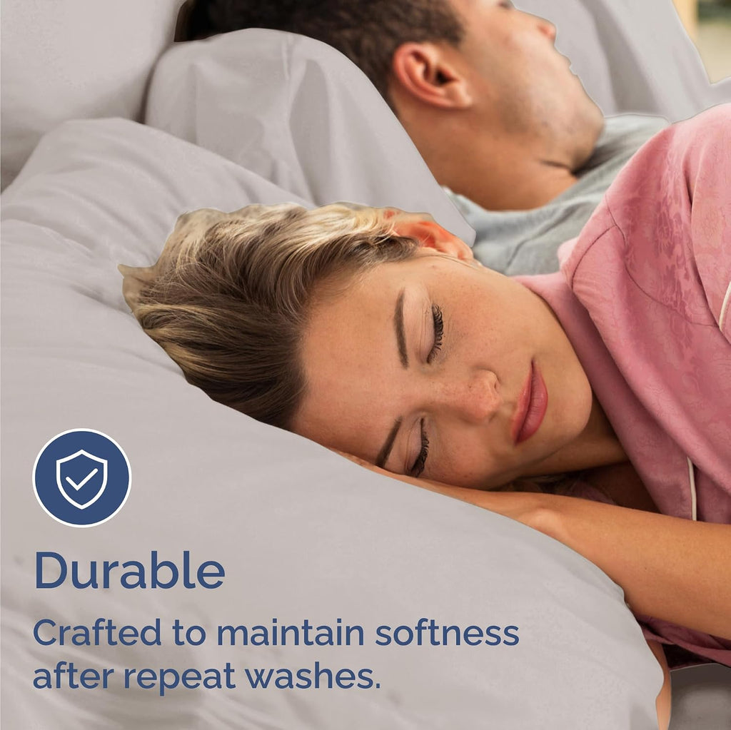 Bulk Case Pack of 12 Sheet Sets - (12) Complete Sheet Sets - Bulk Queen Bedding - Wholesale Case Pack for Hotels, Spa & Airbnbs - Deep Pocket & Wrinkle Free - Cooling & Breathable - Queen, Light Grey
