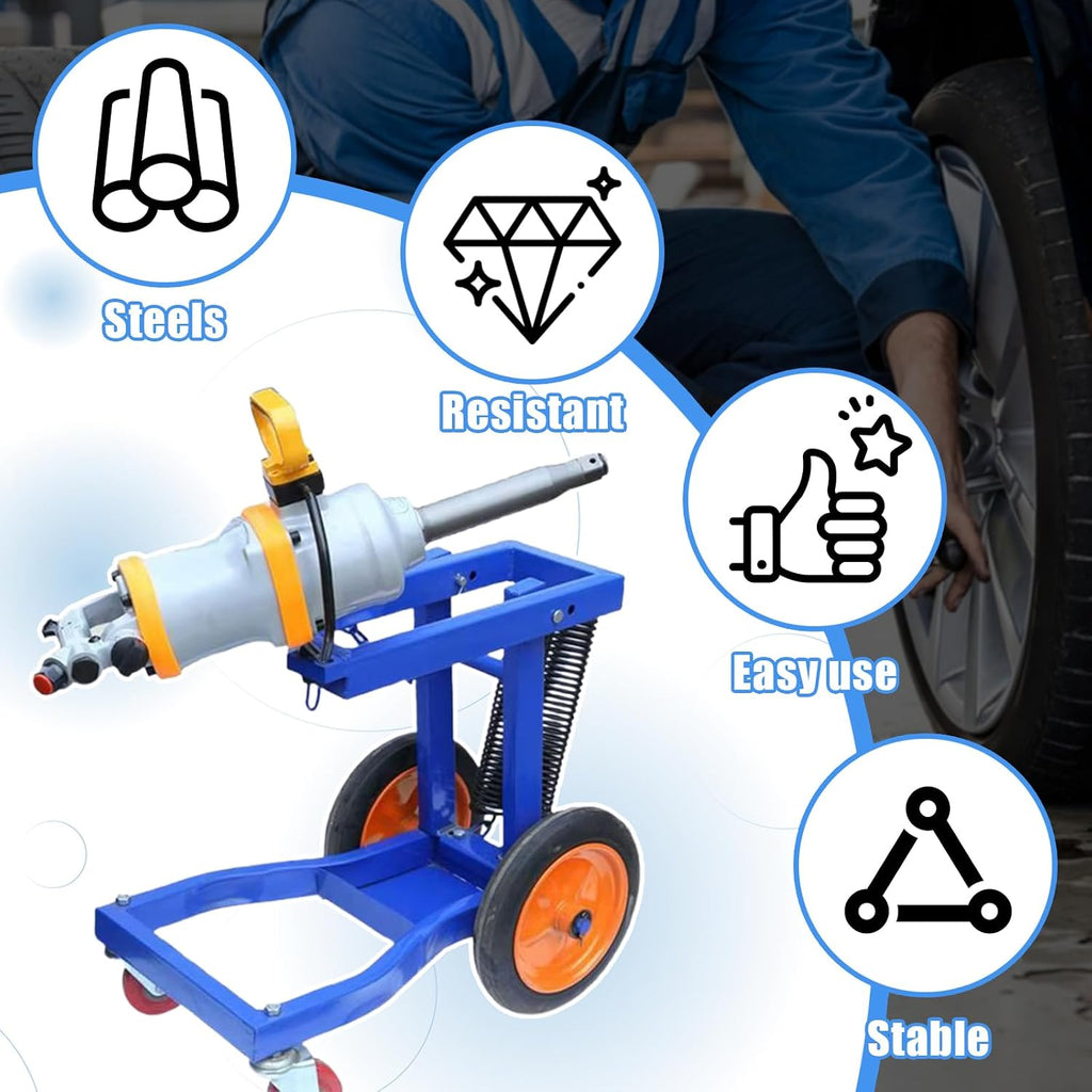 Mobile Air Impact Wrench Holder, 1 Inch Impact Gun Mobile Cart, Semi Truck Tire Stand with 4 Wheels Heavy Duty Trucks Tools Suitable for Truck, Bus