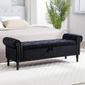 67'' Storage Bench for Bedroom End of Bed, Storage Bench for King Size Bed, Upholstered Tufted Storage Ottoman Benches with Arms for Living Room Entryway,Velvet Black