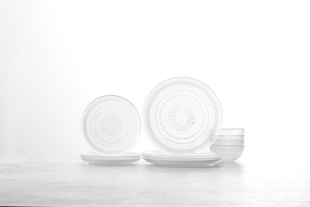 Fortessa Jupiter Hobnail Glass, 12 Piece Dinnerware Set (Service for 4), Clear