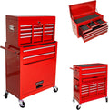 8-Drawer Tool Chest,Rolling Tool Box with Detachable Top Toolbox & Key Lock,Tool Cabinet with Universal Lockable Wheels,Lock Bar,Protective Liner,Metal Storage Cart for Garage,Workshop (Red)