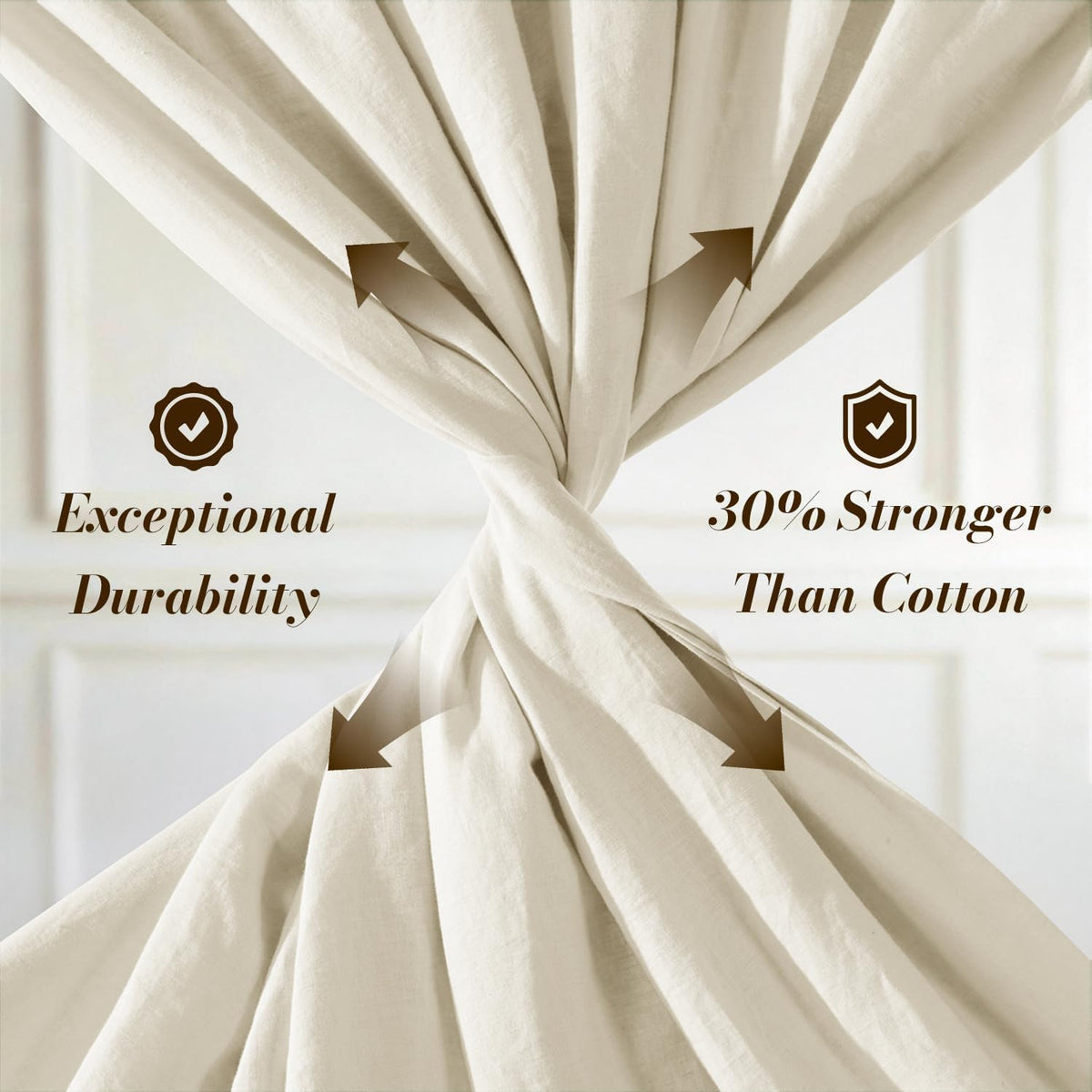 SONORO KATE 100% French Pure Linen Sheets, Breathable and Durable Linen King Size Sheets, Anti-Tear Linen Bed Sheets, Machine Washable, 16 Inch Deep Pocket - 4 Piece (Cream, King)