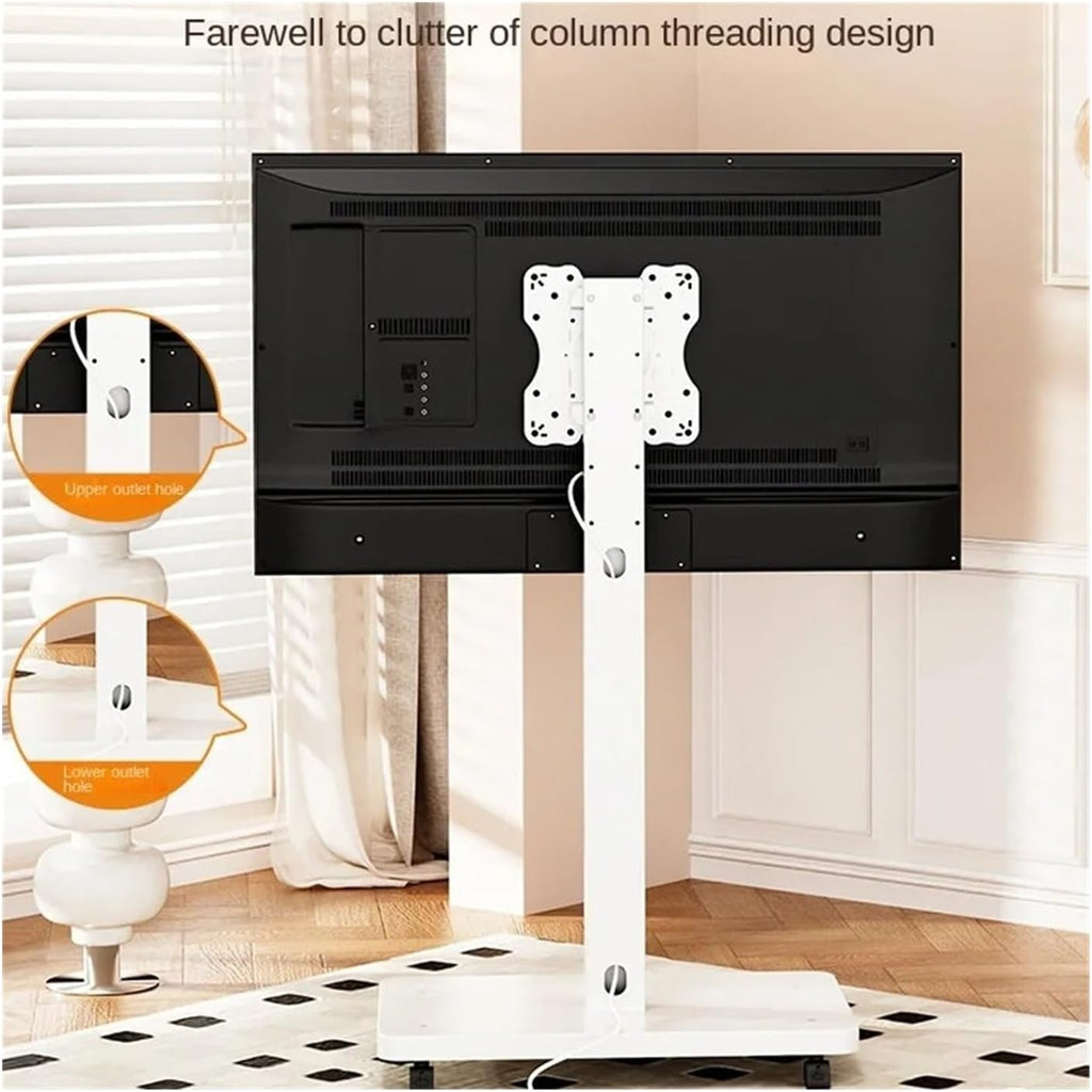 Rolling TV Stand for 10-43 Inch TVs PC, Portable Mobile TV Cart On Wheels Universal Floor Stands(Black)