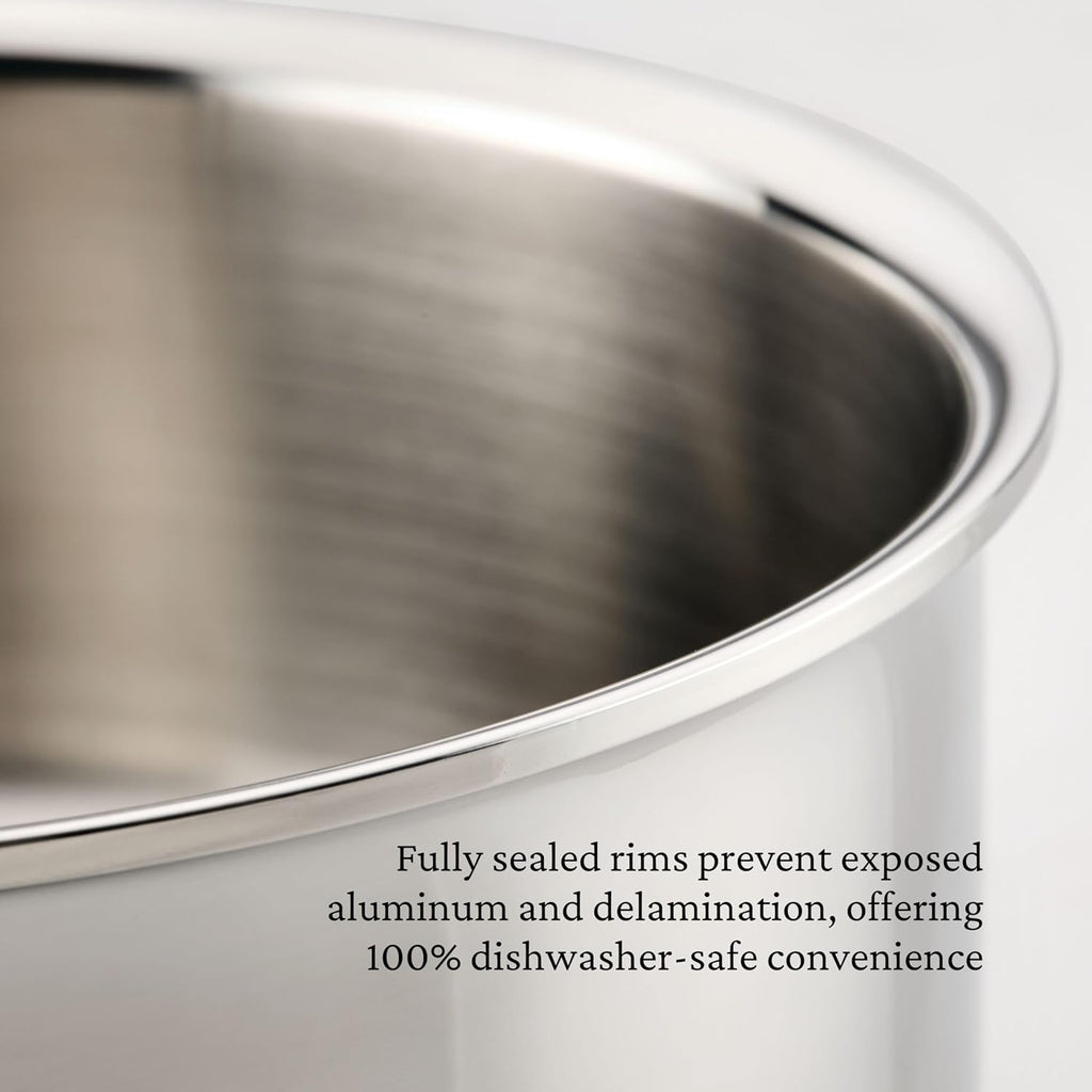 Hestan ProBond Luxe Saucepan with Lid, 2 Quart Polished Tri-Ply Stainless Steel - Professional Clad Cookware, Induction Compatible, Oven Safe