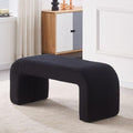 Fuzzy Sherpa Upholstered Ottoman Bench for Living Room Bedroom Entryway Modern Fabric Arched Vanity Bench End of Bed Stools Dark Green(Black-Large)