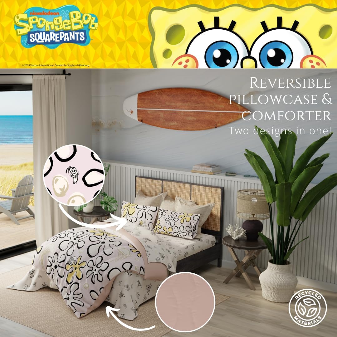 Collectibles Spongebob Squarepants Jellyfish Recycled Bedding 7 Piece Super Soft Reversible Comforter and Sheet Set, Full, (100% Official Licensed Product) by Franco