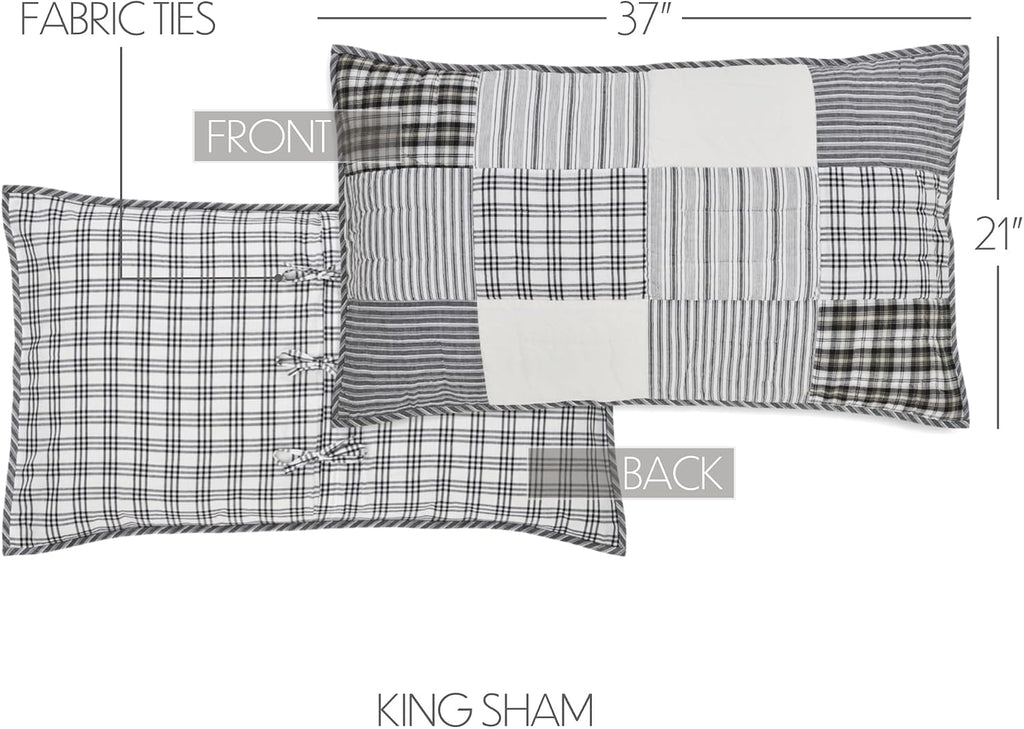 VHC Brands Sawyer Mill Black 8 Piece Luxury King Quilt Set (1 Quilt, 2 King Shams, 2 Pillowcase, 2 Euro Shams, 1 Bed Skirt)