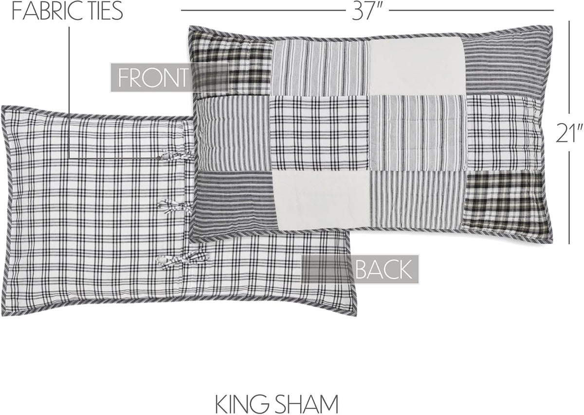 VHC Brands Sawyer Mill Black 8 Piece King Quilt Set (1 Quilt, 2 King Shams, 2 Pillowcase, 2 Euro Shams, 1 Bed Skirt)