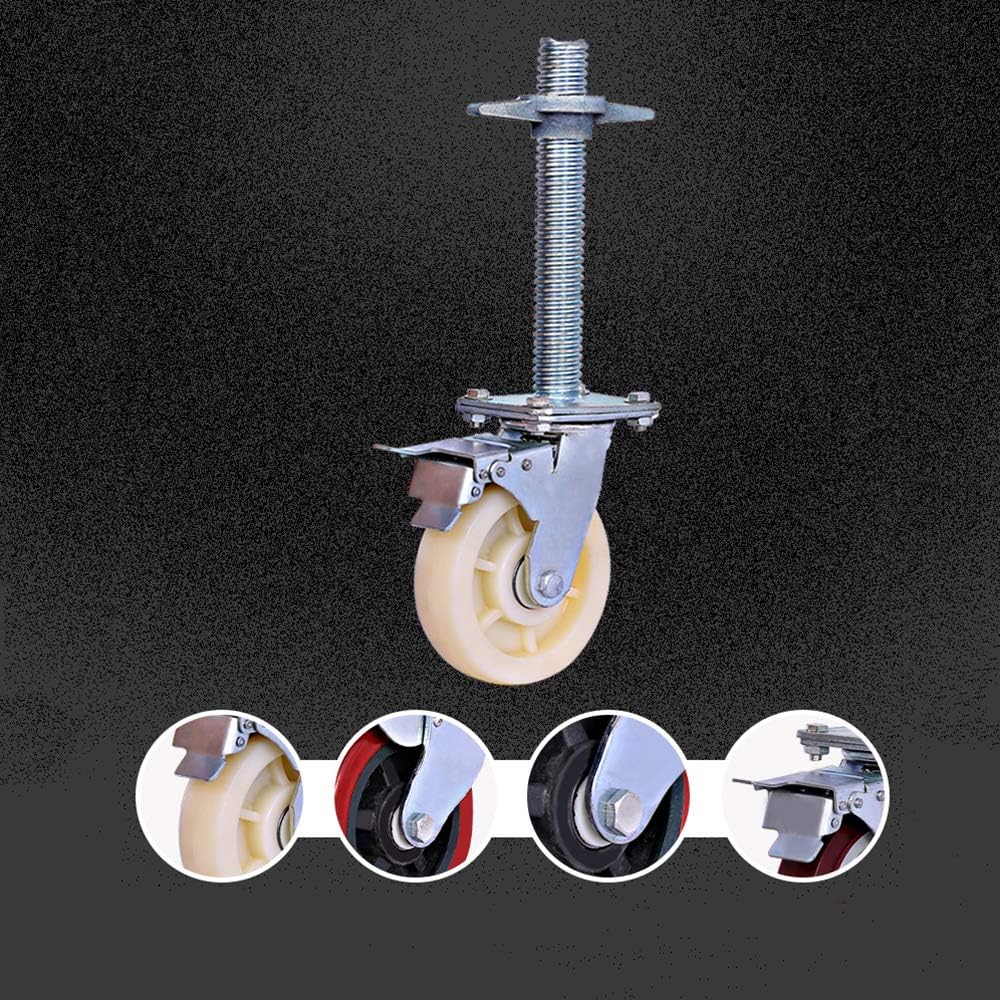 Casters Mobile Scaffolding Wheel Steering Wheel Movable Shelf Screw 6 Inch Pulley Base Base Universal Wheel with Brakes(Rubber Wheels)