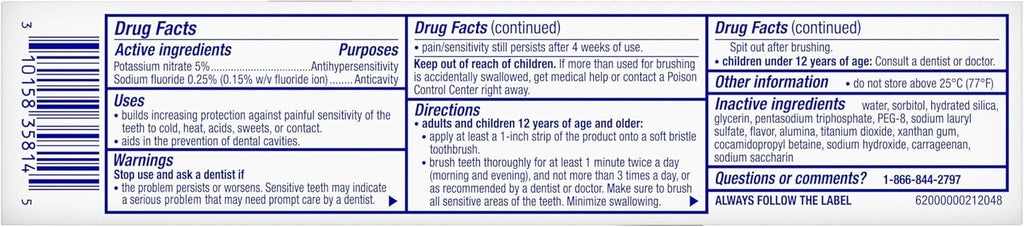 Sensodyne Clinical White Toothpaste Clinically Proven Whitening for Sensitive Teeth, Stain Protector, 3.4 oz (Pack of 12)