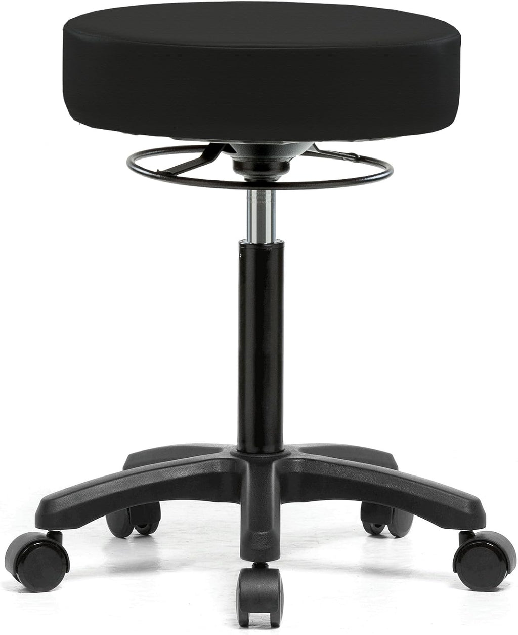 Perch Life Height Adjustable Stool | Medium Bench Height 20.5-28' | Black Fabric