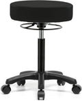 Perch Life Height Adjustable Stool | Medium Bench Height 20.5-28' | Black Fabric
