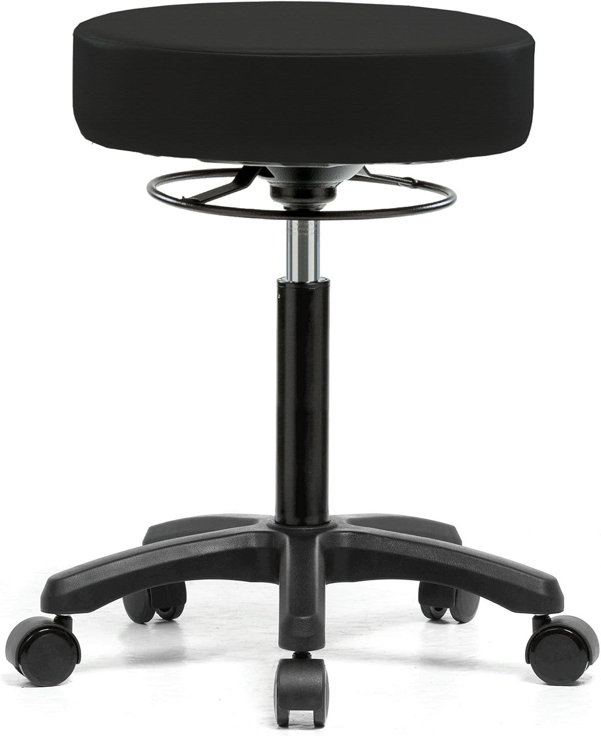 Perch Life Height Adjustable Stool | Medium Bench Height 20.5-28' | Black Fabric