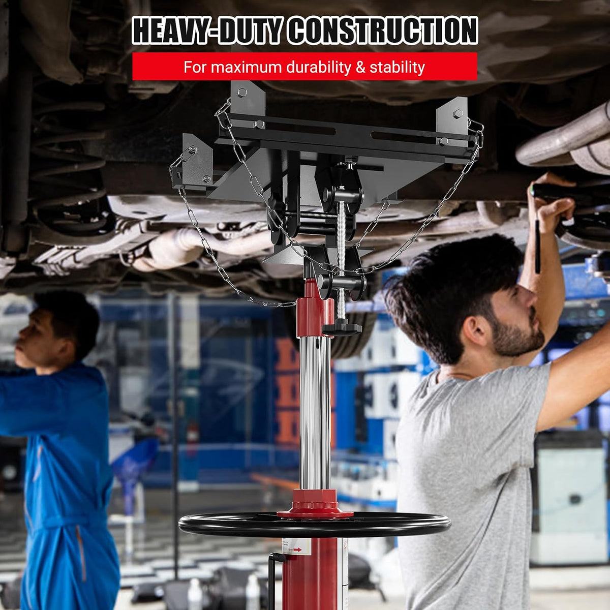 1320lbs Capacity Transmission Jack High Lift, Hydraulic Jack for Car 2-Stage Telescopic, 34.3'-68.5' Adjustable Height, Foot Pedal & 360° Swivel Wheels