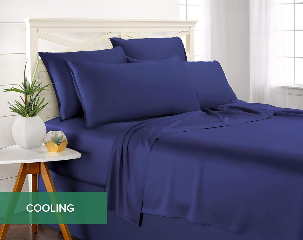 Pure Bamboo King Sheets, Genuine 100% Organic Viscose Derived from Bamboo Bed Sheet Set, Luxuriously Soft & Cooling, Double Stitching, 2 Year Quality Promise (King, Cobalt Blue)