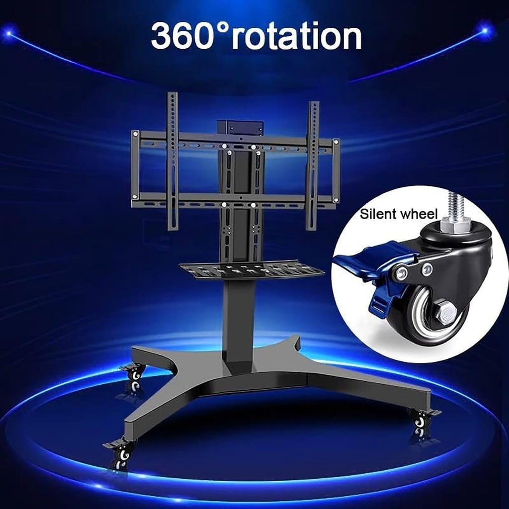 Motorized TV Floor Stand - Mobile TV Cart with Wheels, with Remote Control, Auto Lifting, Dual Mode Control
