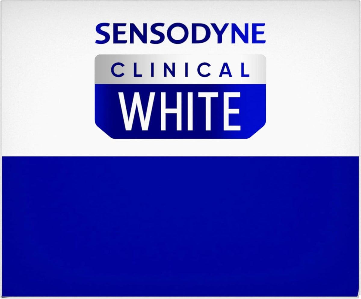 Sensodyne Clinical White Toothpaste Clinically Proven Whitening for Sensitive Teeth, Stain Protector, 3.4 oz (Pack of 12)