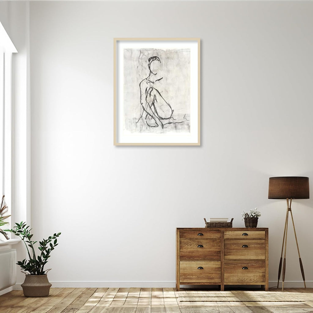 Amanti Art Framed Wall Art Print 41x33 Embellished Nude Contour Sketch II by Ethan Harper, Abstract Wall Art, Modern Contemporary Decor, X-Large Poster Painting Artwork for Living Room, Bedroom,