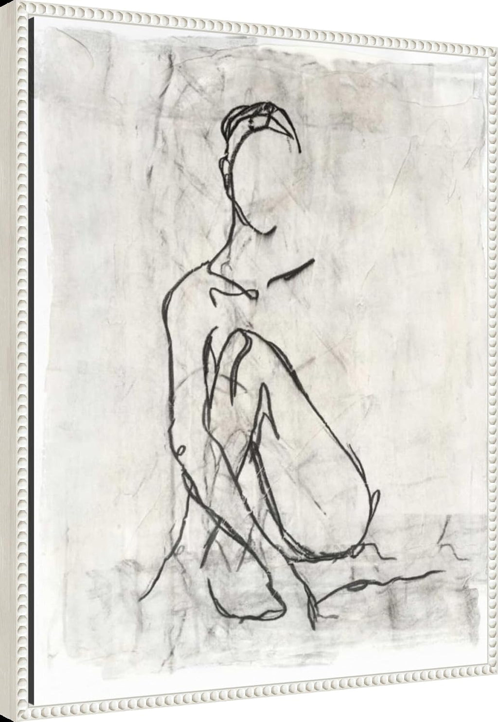 Amanti Art Framed Canvas Wall Art 28x23 Embellished Nude Contour Sketch II by Ethan Harper, Framed Wall Art Canvas, Abstract Artwork, Traditional Decor, Medium Poster Painting for Living Room,