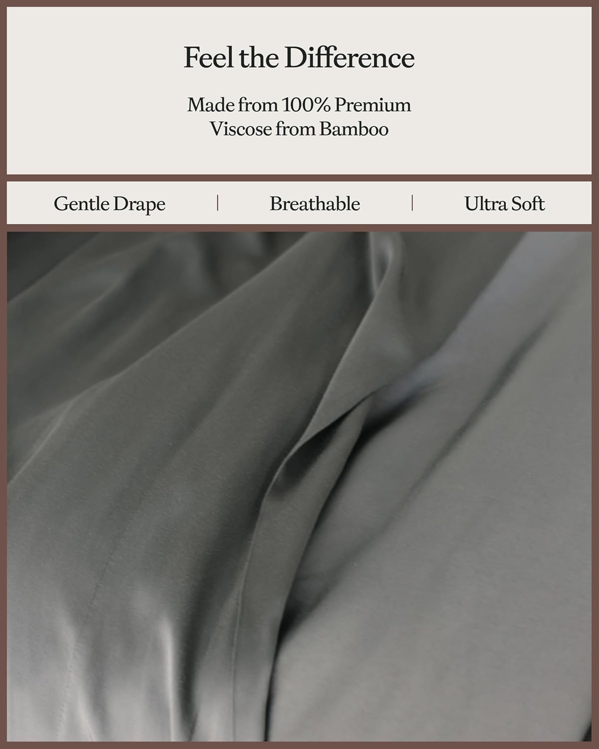 Cozy Earth Luxury Bed Sheet Set - 100% Viscose from Bamboo Fabric, Ultra-Soft & Breathable, Fits Regular & Deep Pocket Mattresses up to 20' - 4 Pieces Queen Sheet Set Dove Grey