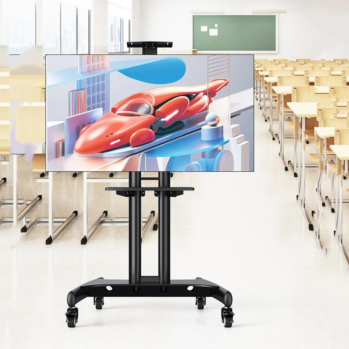 Mobile Tv Stand with Wheels - Height Adjustable Universal Tv Cart for 32-75 Inch Tvs Rolling Tv Mount with Sturdy Base for 50-90 Inch Displays Easy Move and Setup