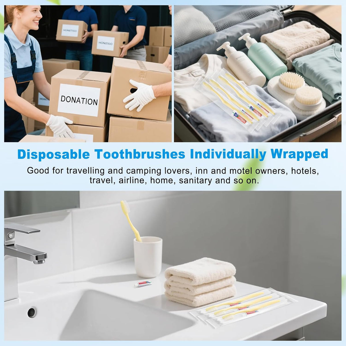 Disposable Toothbrush with Toothpaste Set, Individually Wrapped Soft Bristles Travel Size Manual Toothbrushes Kit in Bulk for Hotel/Travel/ Business/Donation/Homeless/Charity/Camping (1000 Pack)