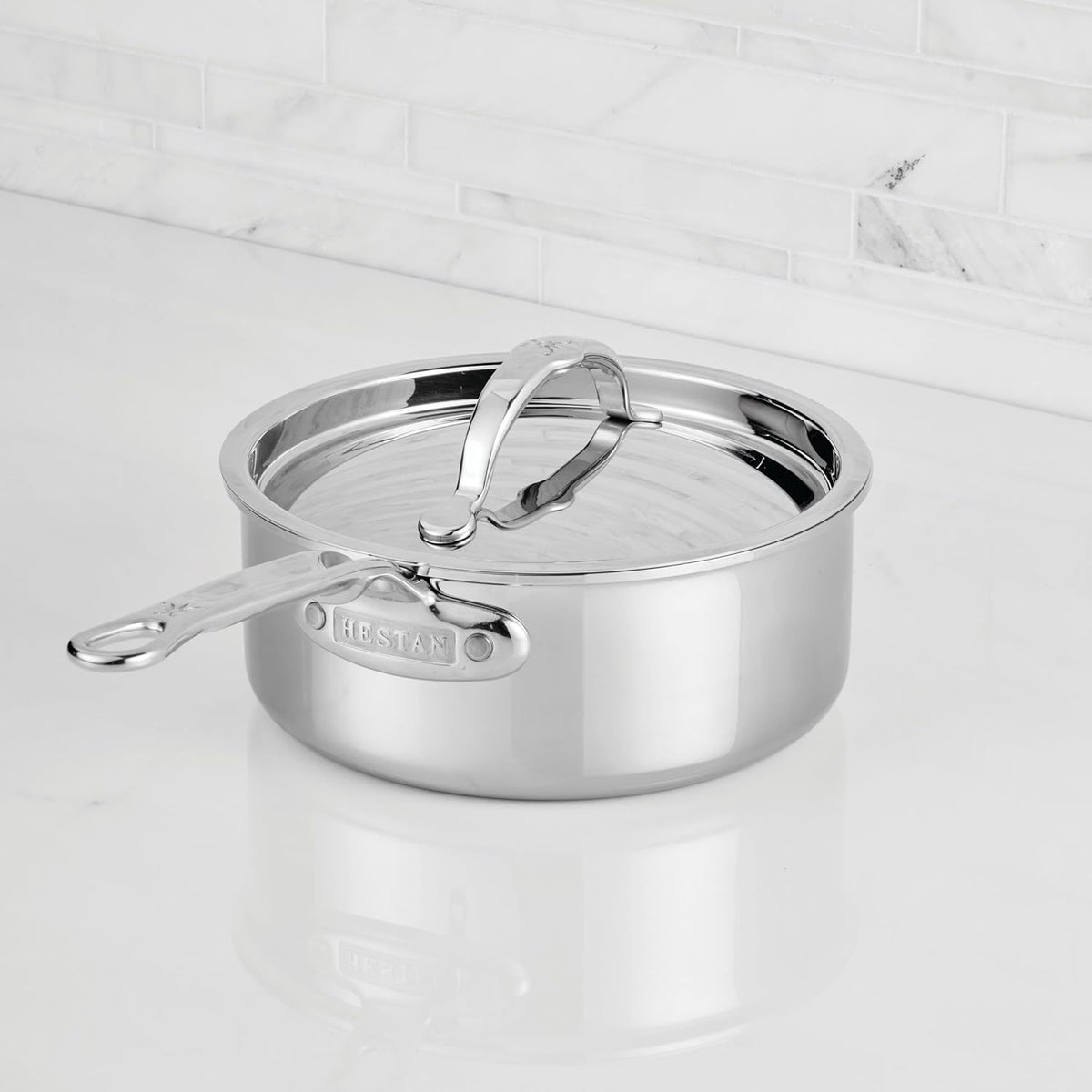 Hestan ProBond Luxe 2-Quart Saucepan with Lid, Professional Clad Stainless Steel, ProCore Tri-Ply Clad Construction, Polished Exterior, Induction & Oven Safe