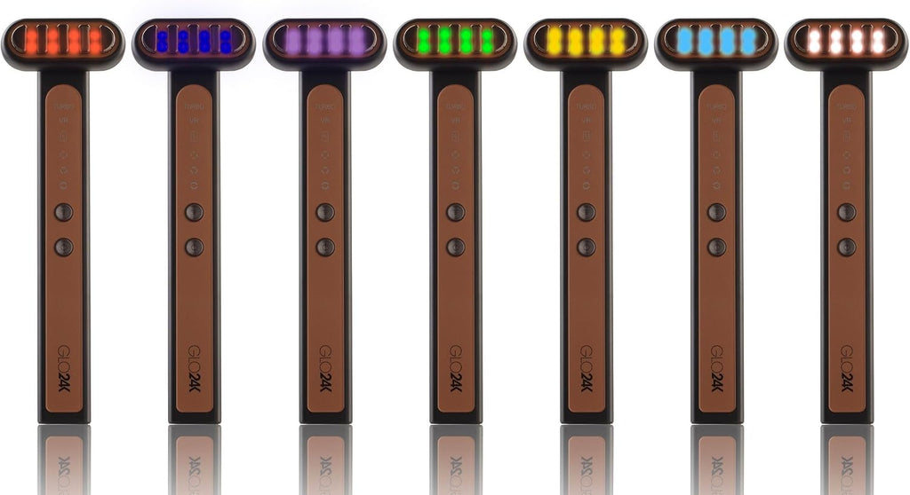 GLO24K 7 Color LED Super Wand Plus Hydra Gel for Radiant, Glowing Skin on the Face, Neck, and Around the Eyes