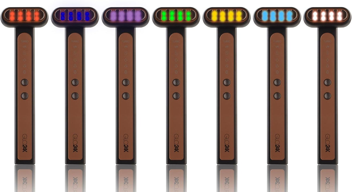 GLO24K 7 Color LED Super Wand Plus Hydra Gel for Radiant, Glowing Skin on the Face, Neck, and Around the Eyes