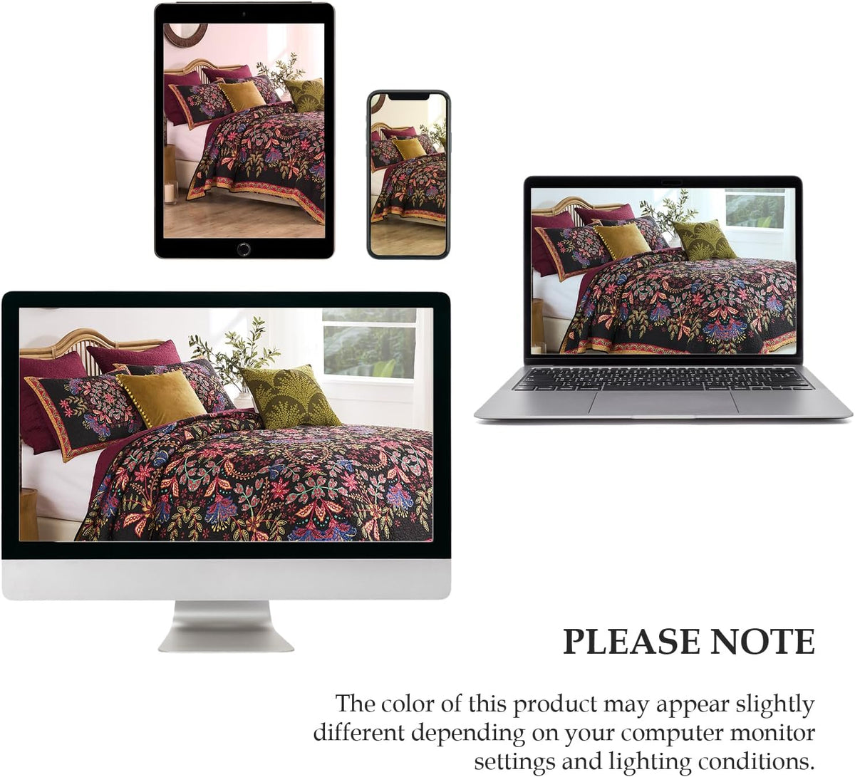 Greenland Home Fashions Jessa Vintage Boho Collection Quilt Set, 3-Piece King/Cal King