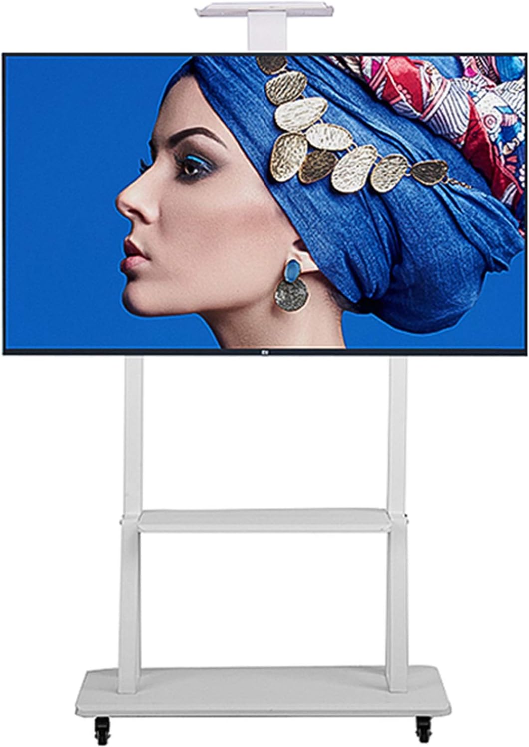 Heavy Duty Universal Floor TV Stand, Mobile TV Cart with Locking Wheels for 32-70 Inch TVs, Height Adjustable, Load 120Kg Beautiful Scenery