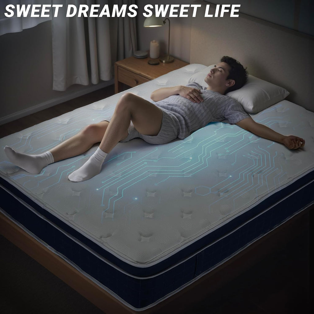 inight 12 Inch Twin Size Hybrid Mattress, Medium Firm Spine Alignment with Nebulign Foam & Silent Pocket Coils, Motion Isolation, Fiberglass Free, CFR 1633 Compliant
