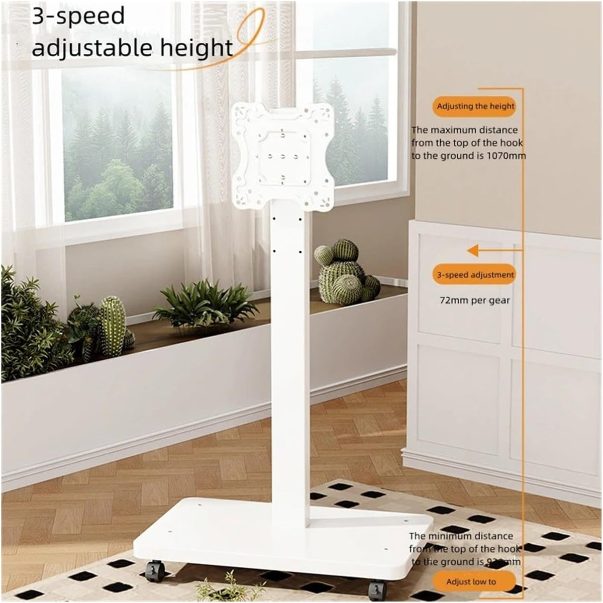 Rolling TV Stand for 10-43 Inch TVs PC, Portable Mobile TV Cart On Wheels Universal Floor Stands(White)