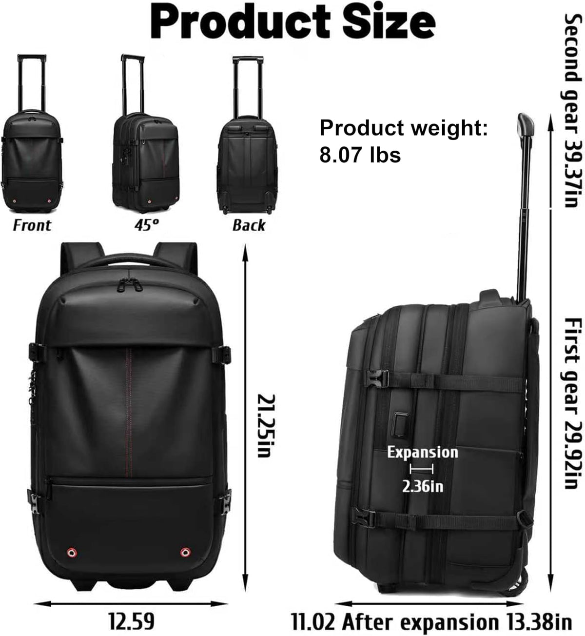 Vacuum Rolling Backpack Travel-Compression Backpacks with Wheels,Air Pump,Usb,Tsa Lock,Rolling Backpack Luggage