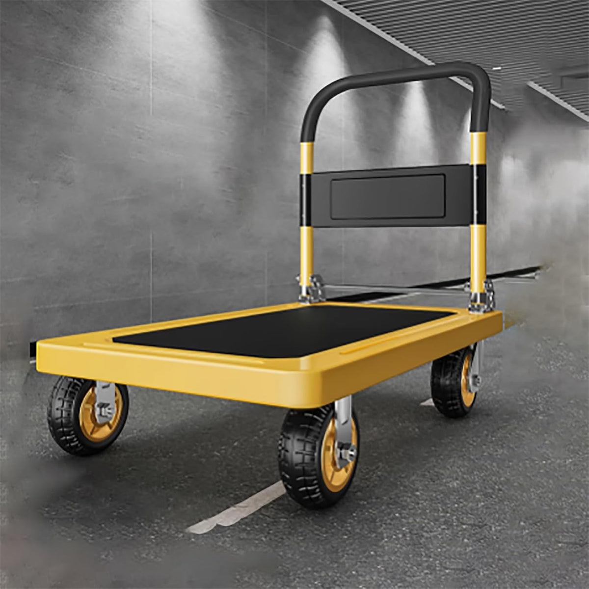 Collapsible Transport Cart Folding Platform Trolley with 360° Swivel Wheels Reinforced Base for Loading and Storing (27.6'x17.7'/70x45cm) - Heavy Duty Utility Dolly