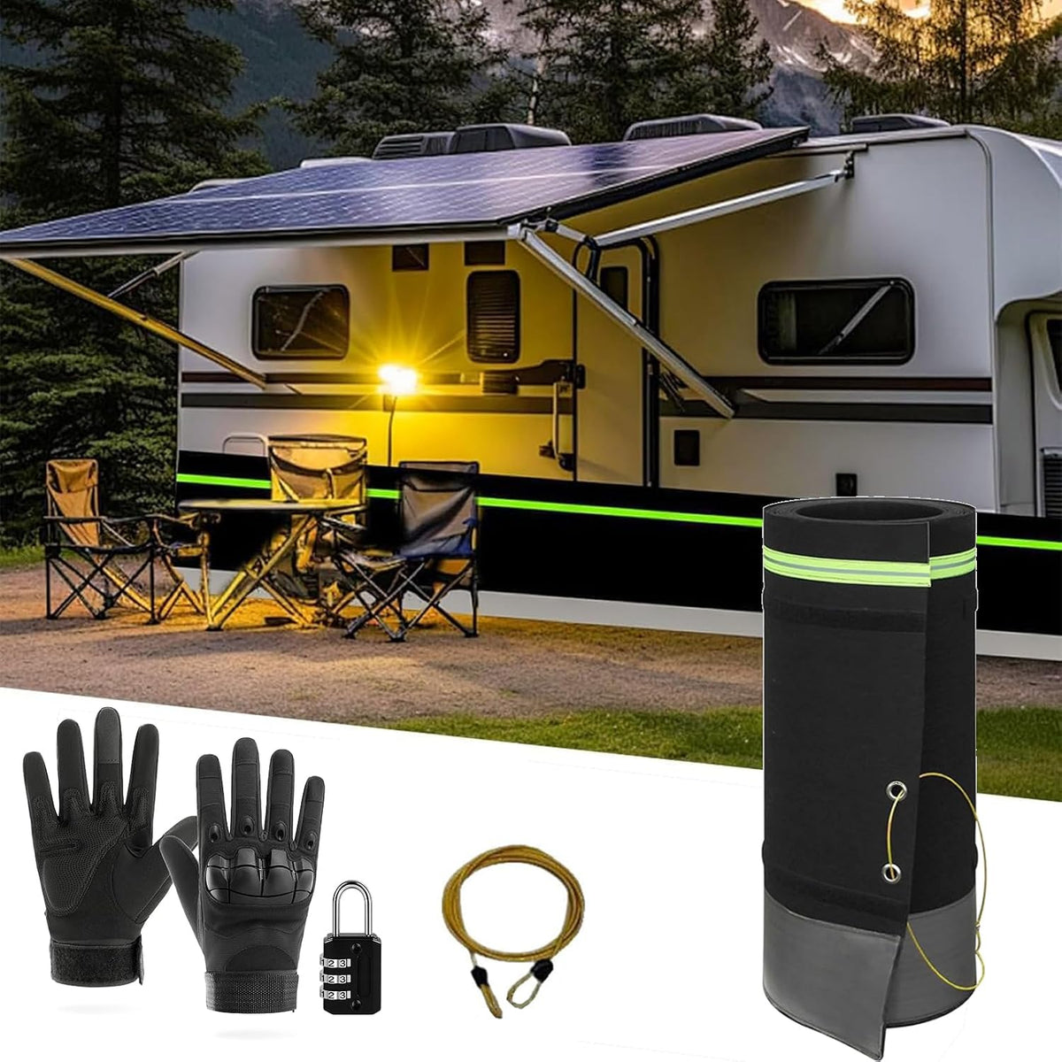 Rv Skirting for Winter with Combination Lock & Gloves, Easy Install Camper Skirting, Camper Winter Skirt, Rv Insulated Skirt Kits Wind and Snow Proof for Travel Trailer 5th 2.6ft High 39ft/12mLength