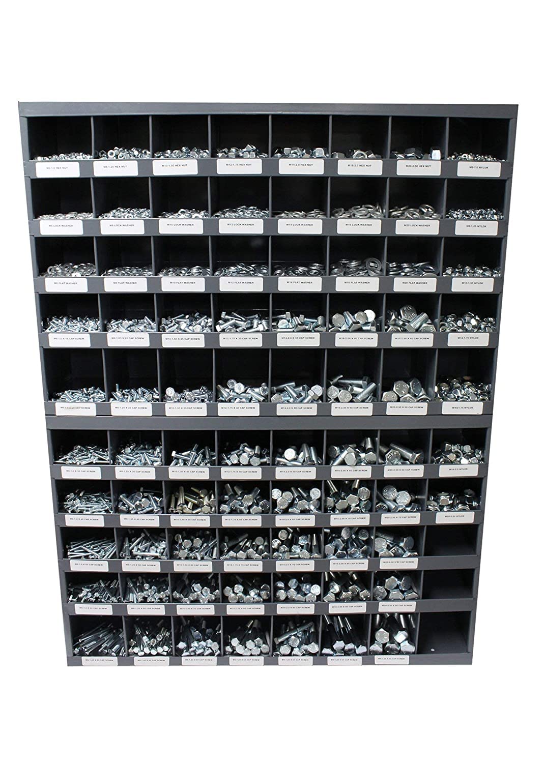 M&M Fasteners 5,435 Piece Metric Class 8.8 Nut Bolt & Washer Assortment Kit with 2 Metal Bolt Bins