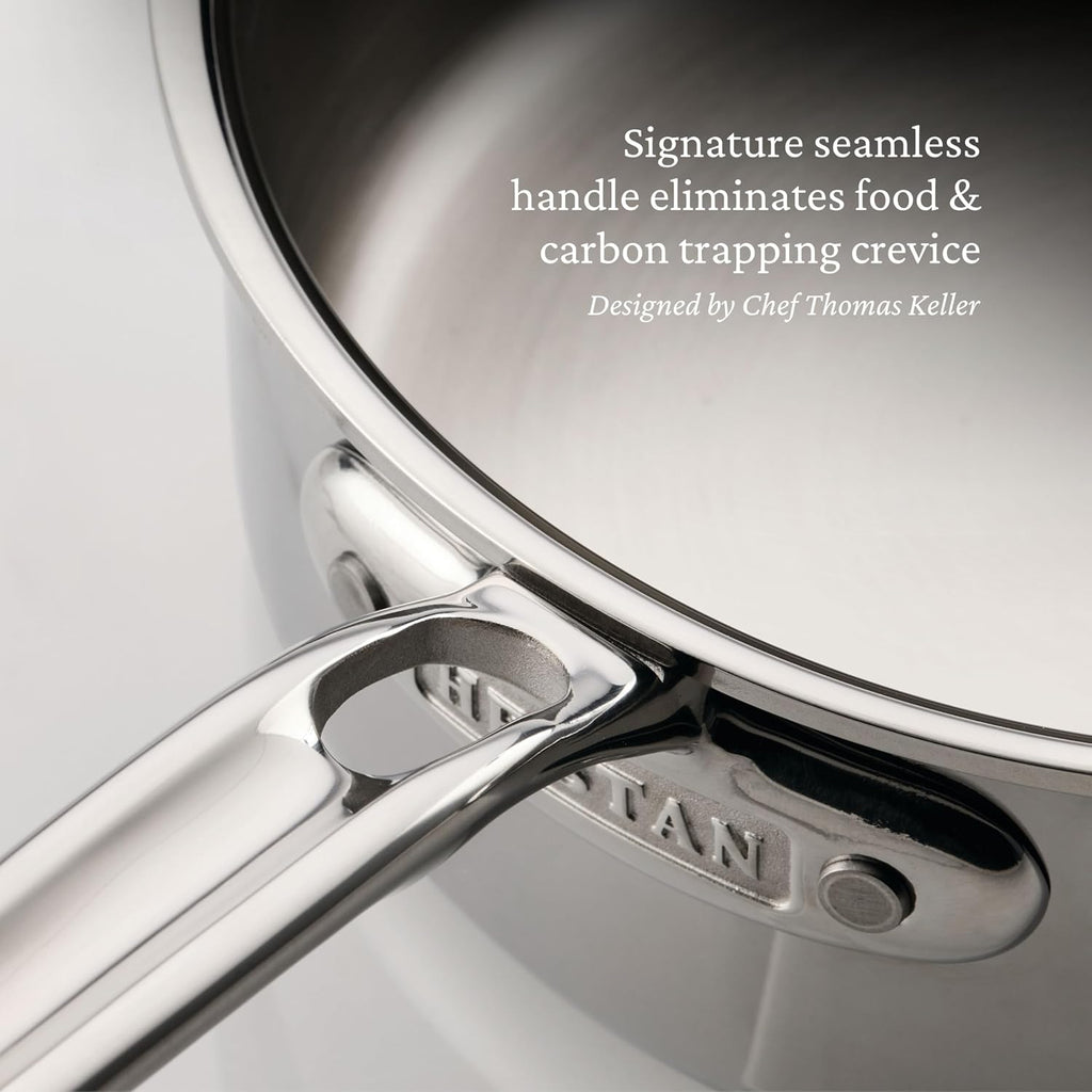 Hestan ProBond Luxe 3-Quart Saucepan with Lid, Professional Clad Stainless Steel ProCore Tri-Ply Clad Construction, Polished Exterior, Induction & Oven Safe