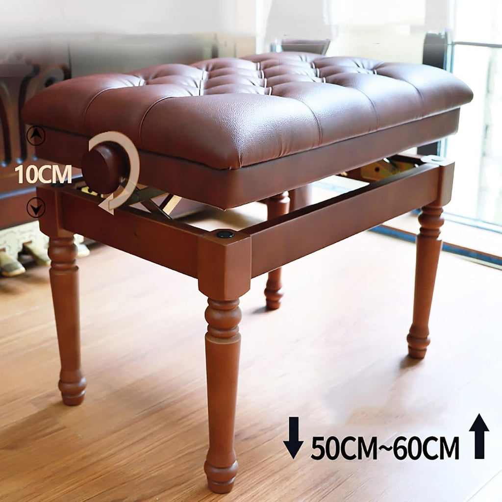 Faux Leather Piano Stool Piano Bench Height Adjustable Padded Keyboard Bench Piano Stool Keyboard Bench Vanity StoolStrong Load Capacity & Easy Assembly,Walnut (Walnut)