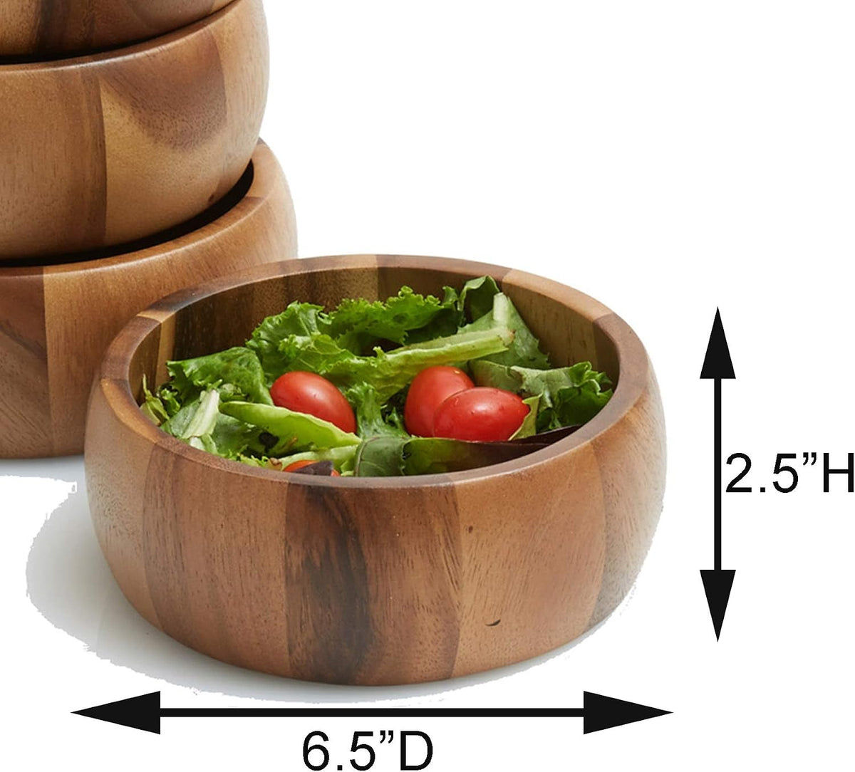 Woodard & Charles Acacia Wood Large Individual Salad Bowls, 6 1/2' x 2 1/2', ★★PACK OF 24 BOWLS★★