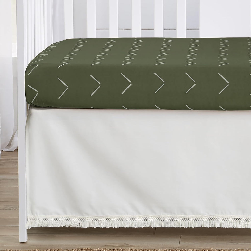 Sweet Jojo Designs Dark Green Boho Arrow Boy Girl Unisex/Gender Neutral Baby Crib Bedding Set Infant Nursery Room BreathableBaby Breathable Mesh Crib Liner Blanket Fitted Sheet Skirt 6pc Bohemian Chic