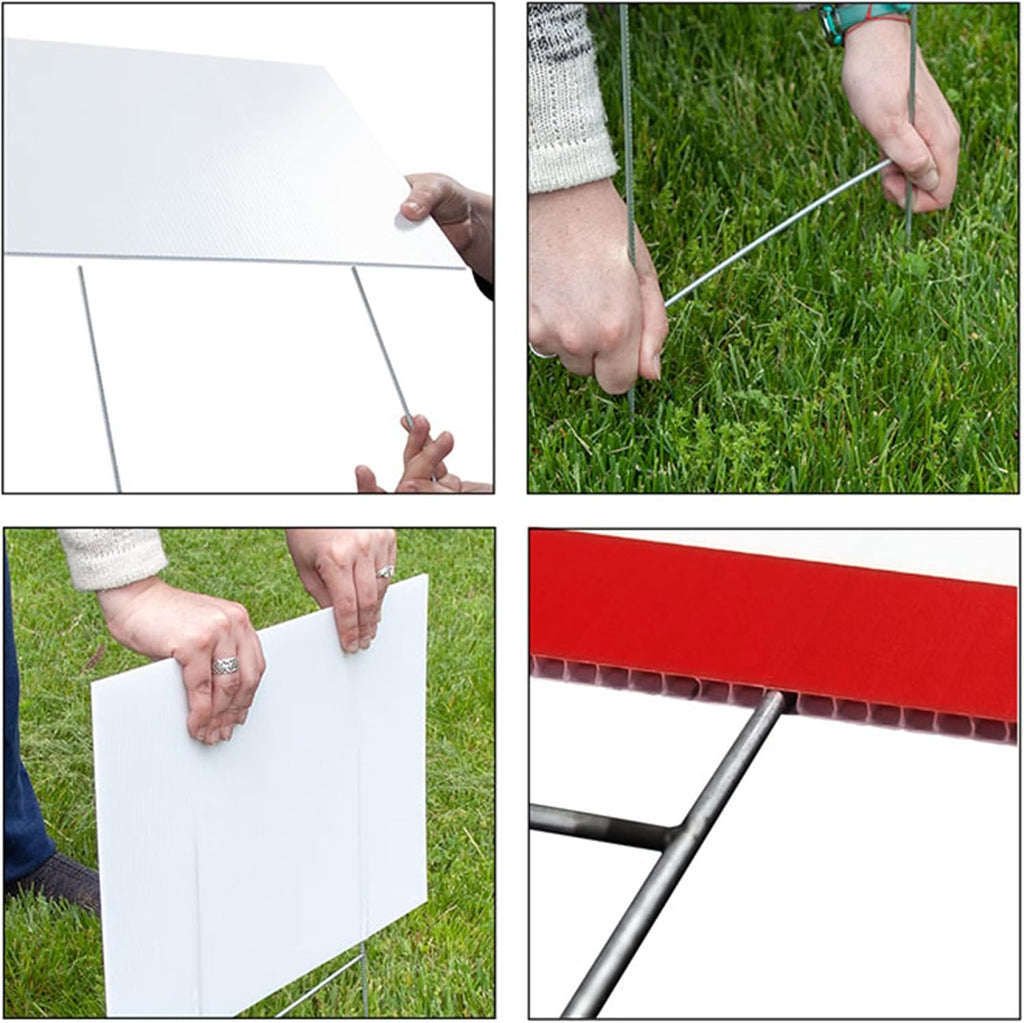 Vispronet 50 Pack 24in x 18in Custom Yard Signs with Stakes, Create Your Own Sign, Single or Double Sided Print, Bulk Personalized Lawn Signs, 4mm Corrugated Plastic Material, Weather-Resistant Board