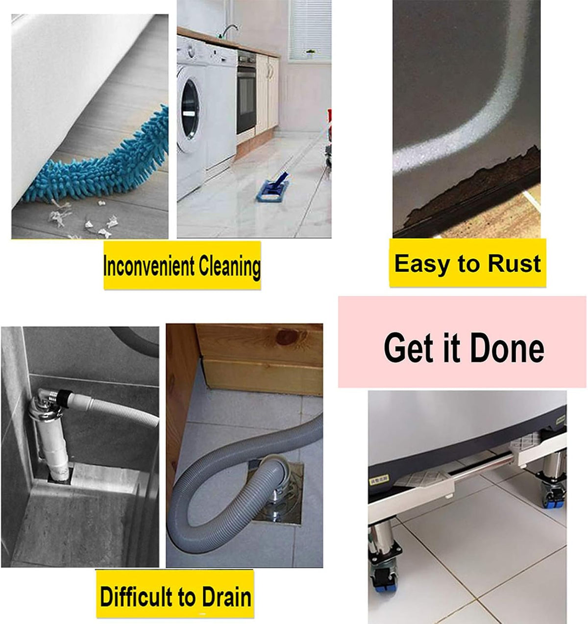 Washer Dryer Washing Machine Base Heavy Duty Washing Machine Base with Wheels Universal Mobile Base Fridge Stand Locking Swivel Wheels Stent Appliance Refrigerator Stand 45-65