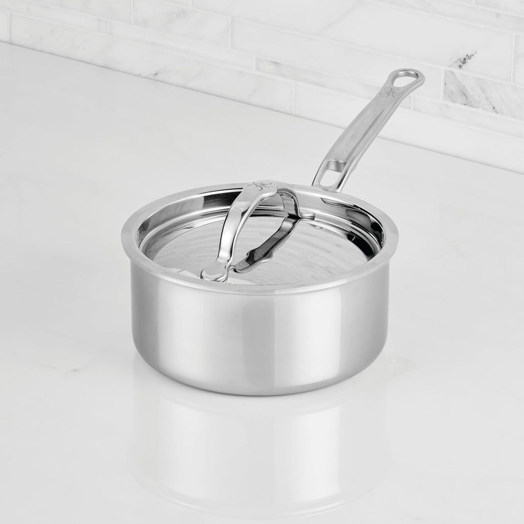 Hestan ProBond Luxe 1.5-Quart Saucepan with Lid, Professional Clad Stainless Steel, ProCore Tri-Ply Clad Construction, Polished Exterior, Induction & Oven Safe