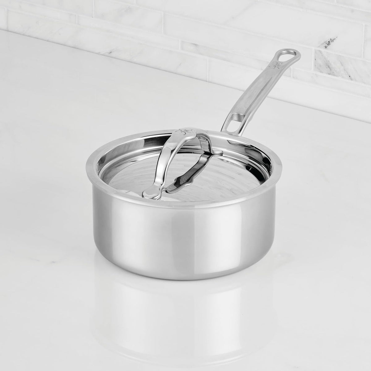 Hestan ProBond Luxe 1.5-Quart Saucepan with Lid, Professional Clad Stainless Steel, ProCore Tri-Ply Clad Construction, Polished Exterior, Induction & Oven Safe