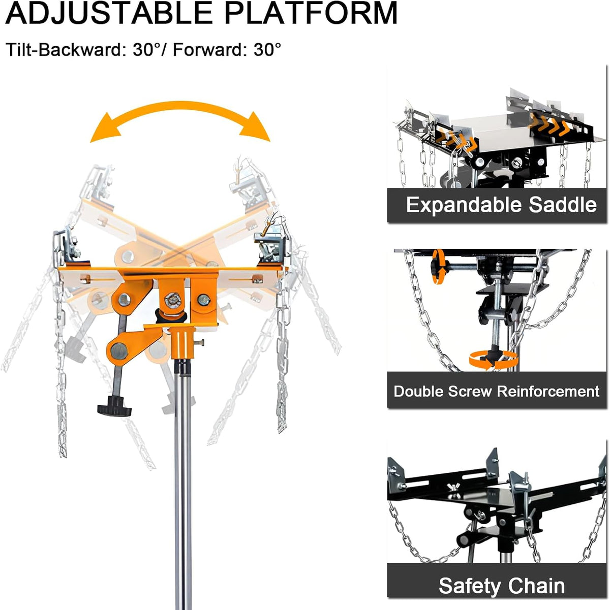 Transmission Jack 1660 lbs/ 0.75 Ton Capacity Hydraulic Telescopic Transmission Jack 34' - 68' Adjustable Height Telescoping Transmission Hydraulic with 360° Swivel Wheels Lift Hoist