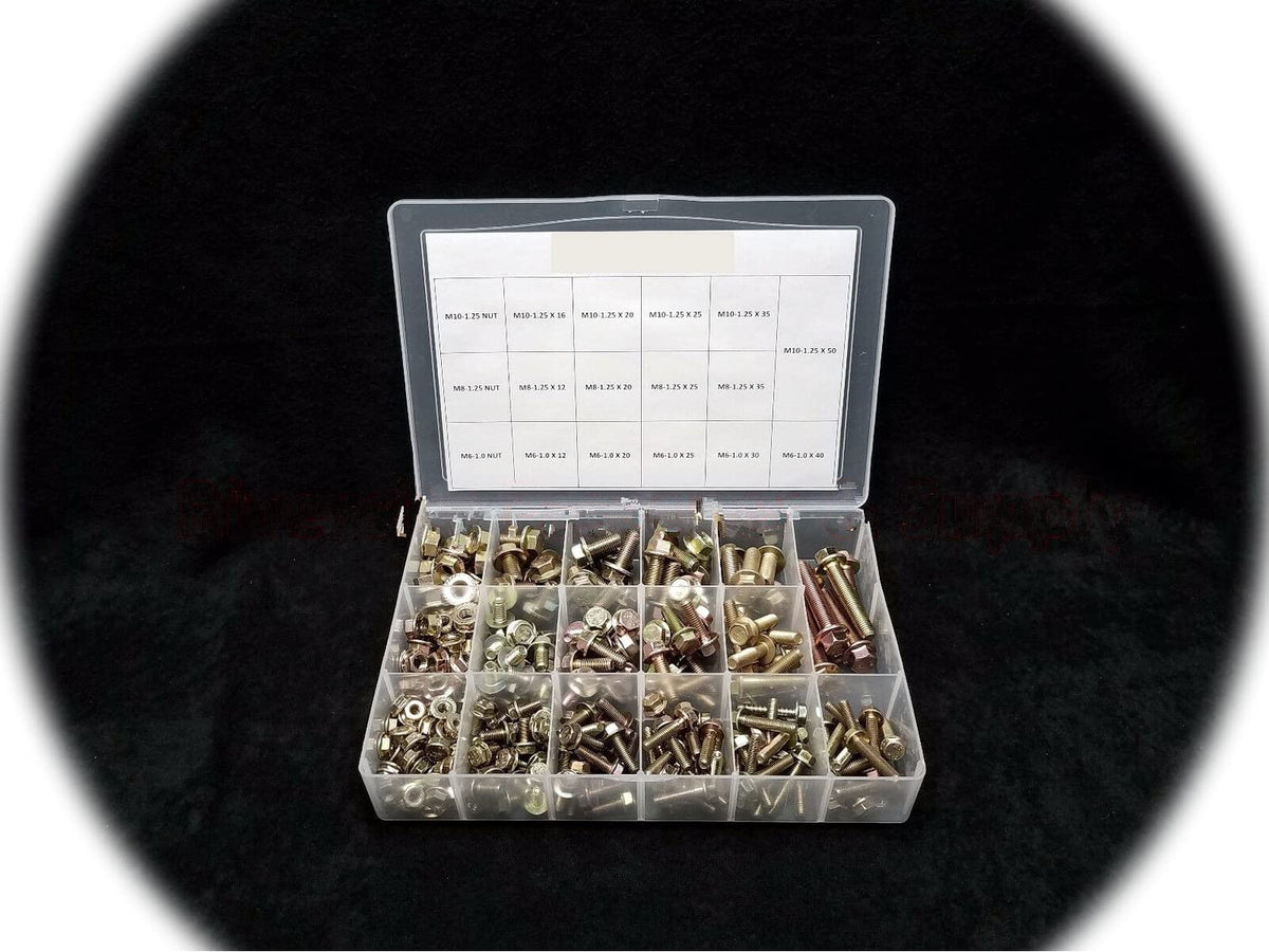Small Head Flange Nut & Bolt Screw Assortment Kit M6, M8, M10 Metric Grade 10.9 Hardware Fastener Kit Set RV8923S